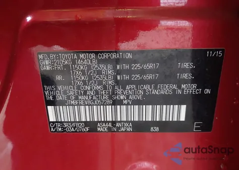 2016 Toyota Rav4 Le z USA, uszkodzony, nr VIN JTMBFREV8GJ057289